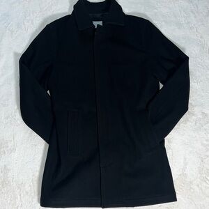 GAP Men's Elegant Black Wool Blend Car Coat Topcoat Jacket L Classic